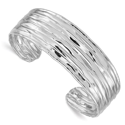 Sterlingsilber Rhodiniert Strukturiert Manschette Armreif