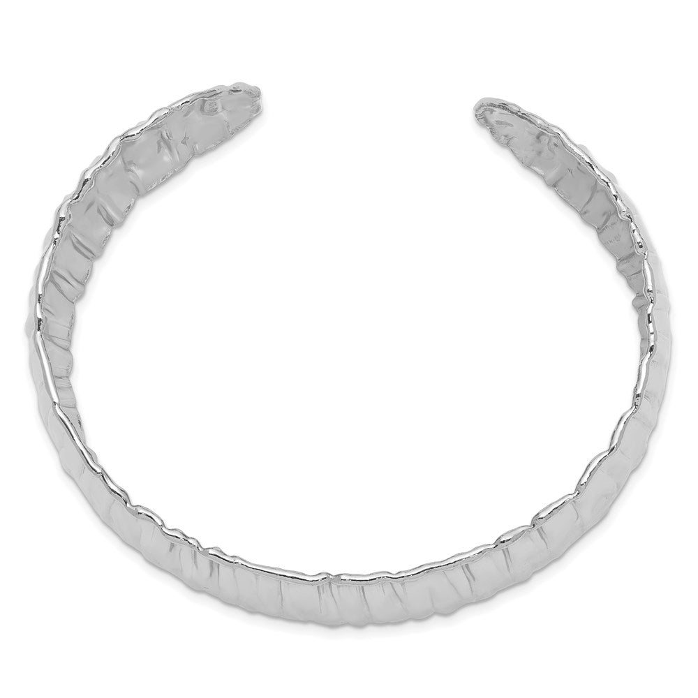 Sterlingsilber Rhodiniert Poliert Strukturiert 31.5mm Manschette Armreif