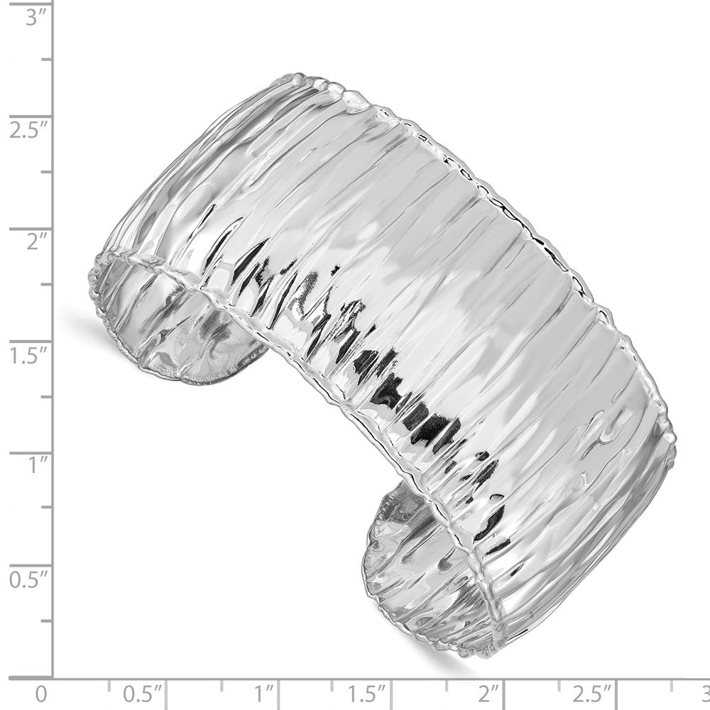 Sterlingsilber Rhodiniert Poliert Strukturiert 31.5mm Manschette Armreif