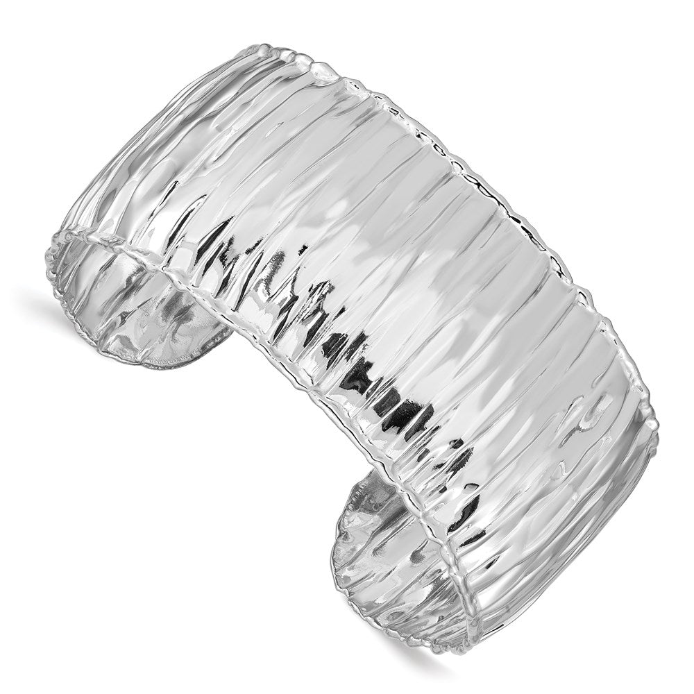 Sterlingsilber Rhodiniert Poliert Strukturiert 31.5mm Manschette Armreif