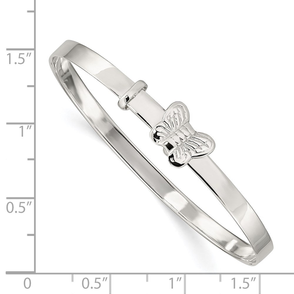 Sterlingsilber Poliert/antiqued Schmetterling 4mm Verstellbar Kinder Bangl