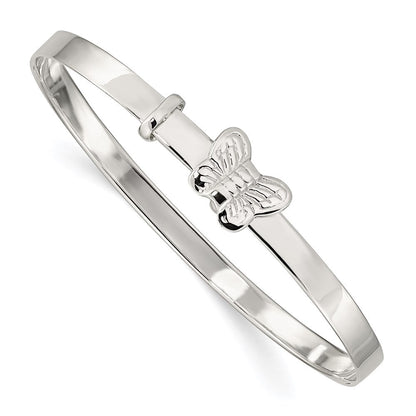 Sterlingsilber Poliert/antiqued Schmetterling 4mm Verstellbar Kinder Bangl