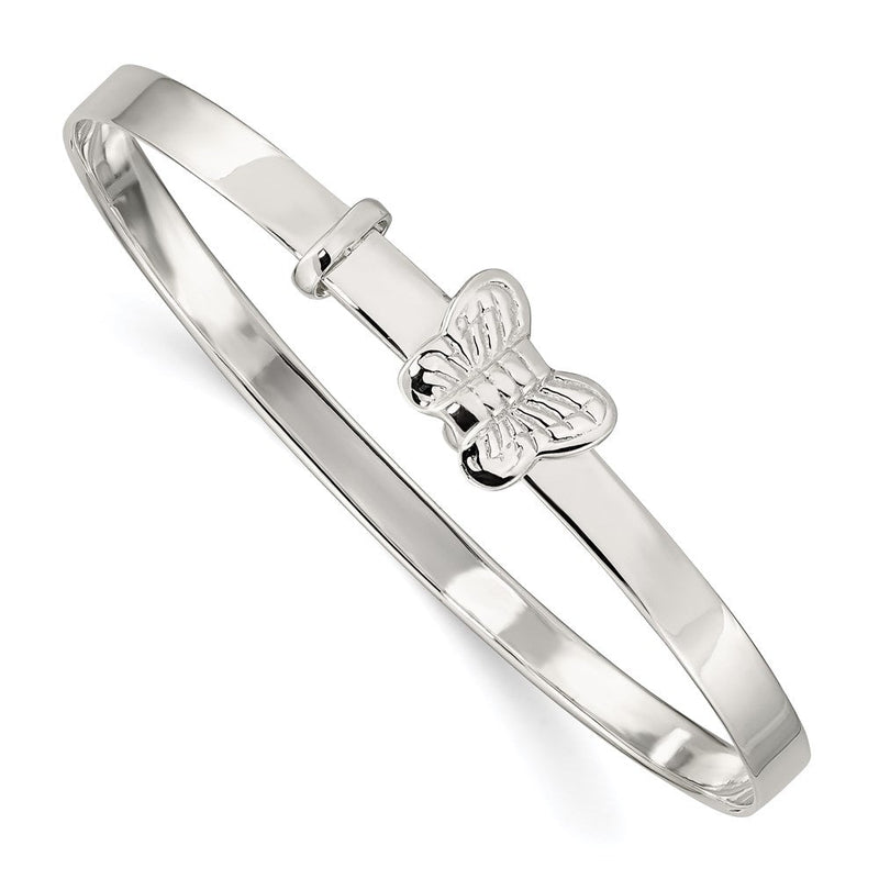 Sterlingsilber Poliert/antiqued Schmetterling 4mm Verstellbar Kinder Bangl