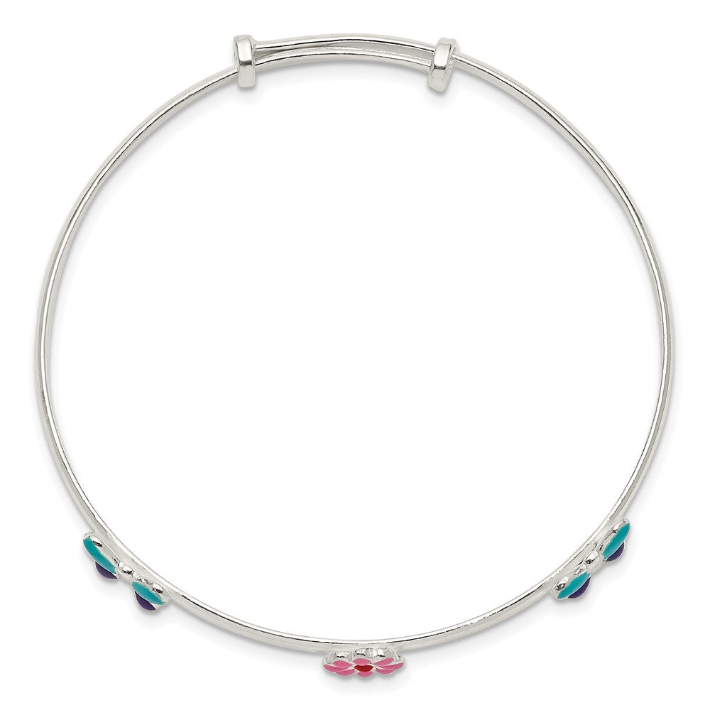Sterlingsilber Emailliert Blume & Schmetterling Verstellbar Kinder Armreif