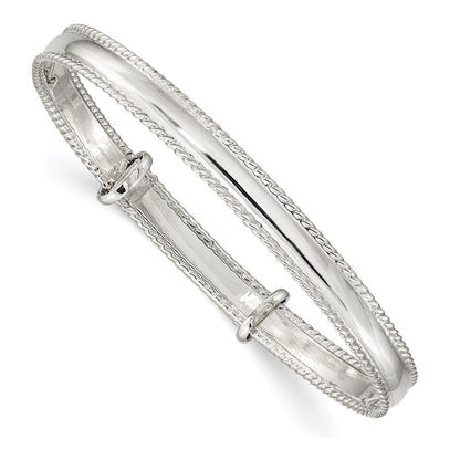 Sterlingsilber Poliert Milgrain 4.75mm Verstellbar Kinder Armreif