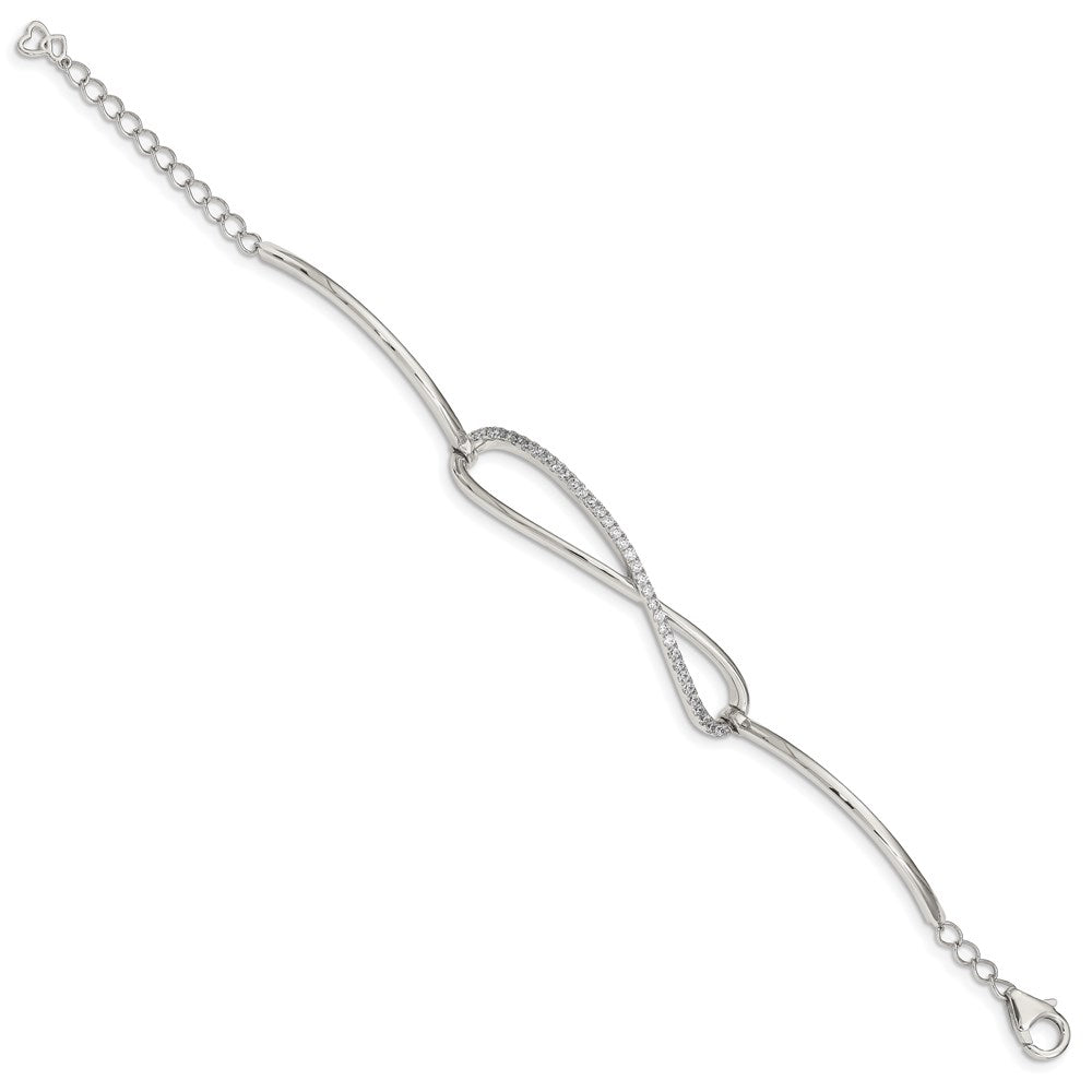 7 Zoll Sterlingsilber Schimmernd Silber Rhodiniert 33 Stein Zirkonia Unendlichkeit Symbol Armband