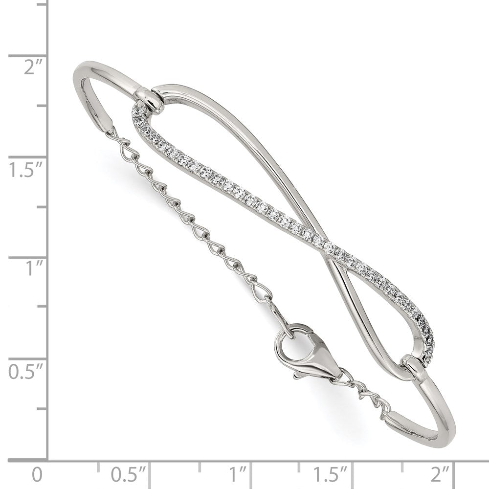 7 Zoll Sterlingsilber Schimmernd Silber Rhodiniert 33 Stein Zirkonia Unendlichkeit Symbol Armband