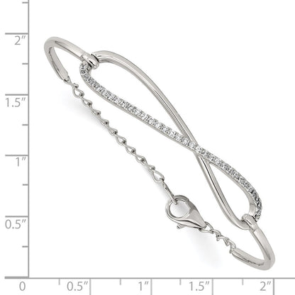 7 Zoll Sterlingsilber Schimmernd Silber Rhodiniert 33 Stein Zirkonia Unendlichkeit Symbol Armband