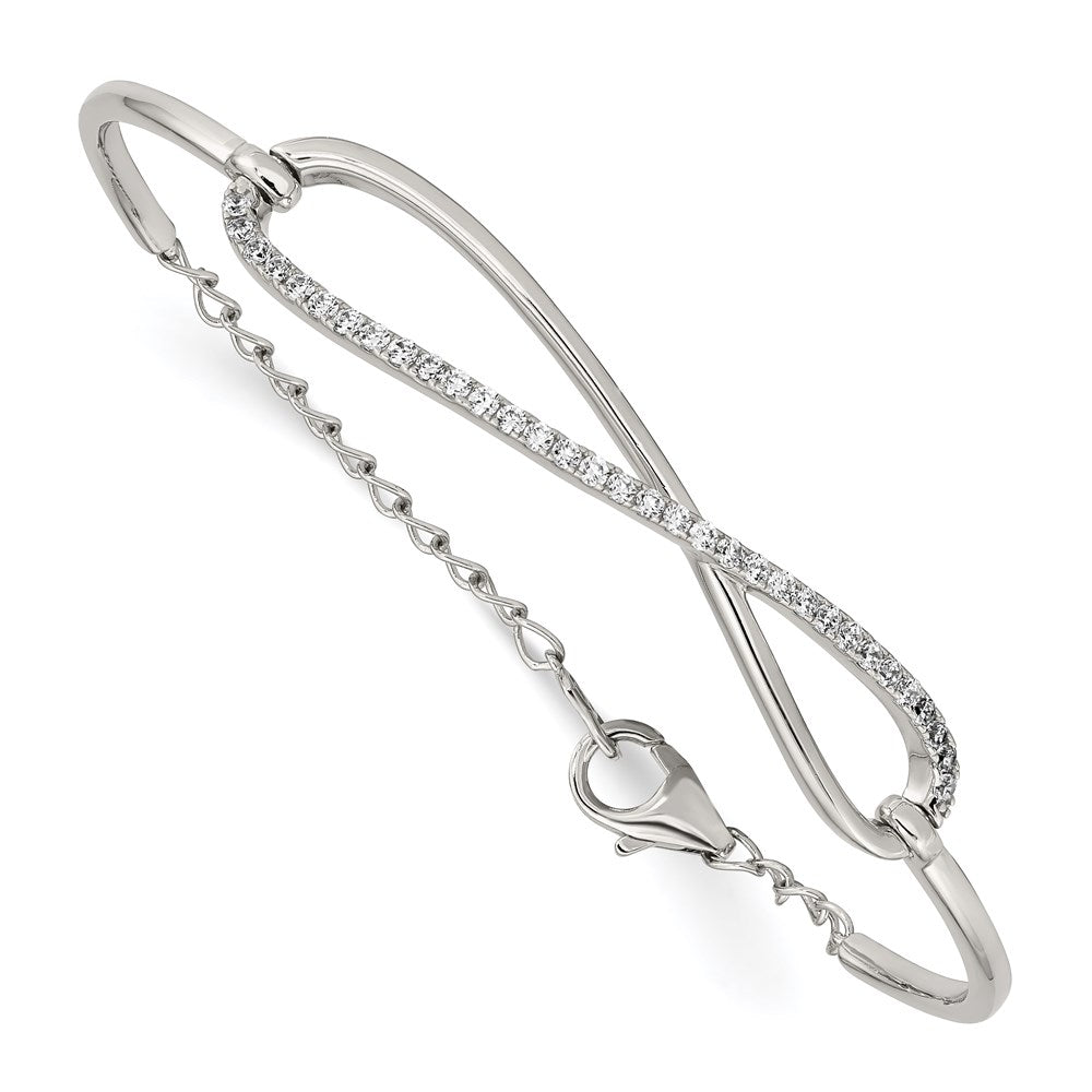 7 Zoll Sterlingsilber Schimmernd Silber Rhodiniert 33 Stein Zirkonia Unendlichkeit Symbol Armband
