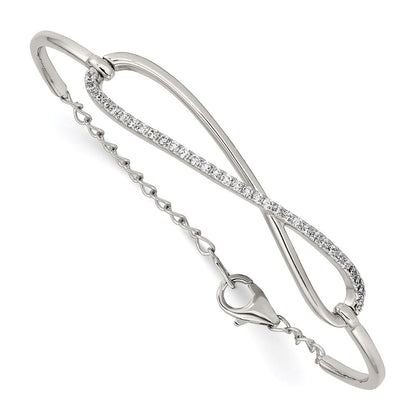 7 Zoll Sterlingsilber Schimmernd Silber Rhodiniert 33 Stein Zirkonia Unendlichkeit Symbol Armband