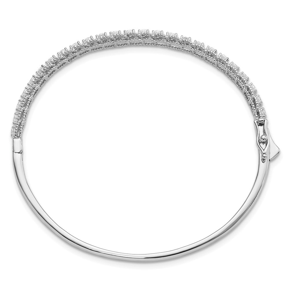 Sterlingsilber Schimmernd Rhodiniert 25 Stein Zirkonia Klappbar Armreif Armband