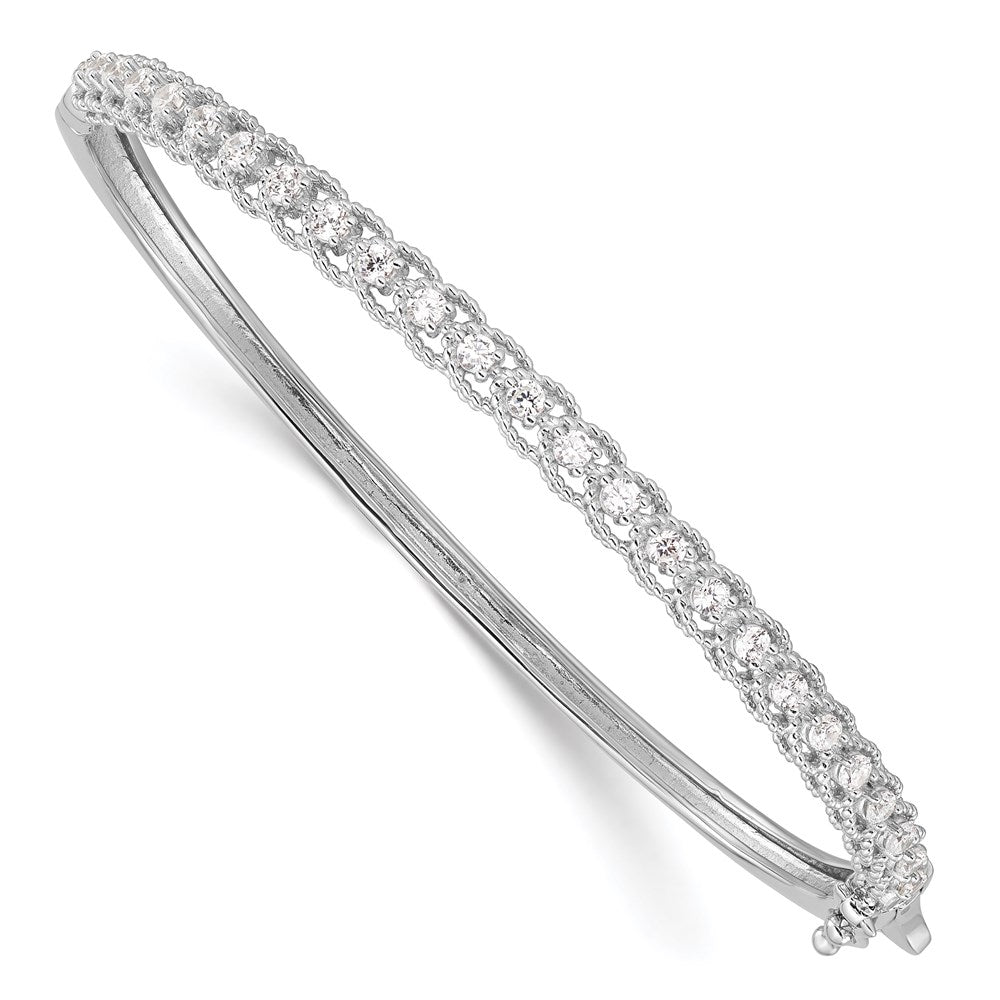 Sterlingsilber Schimmernd Rhodiniert 25 Stein Zirkonia Klappbar Armreif Armband