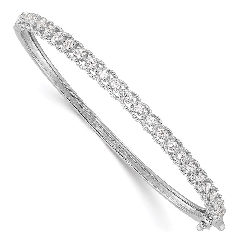 Sterlingsilber Schimmernd Rhodiniert 25 Stein Zirkonia Klappbar Armreif Armband
