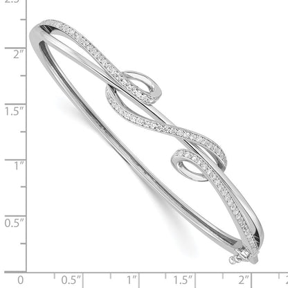 Sterlingsilber Schimmernd Rhodiniert 83 Stein Zirkonia Klappbar Armreif Armband