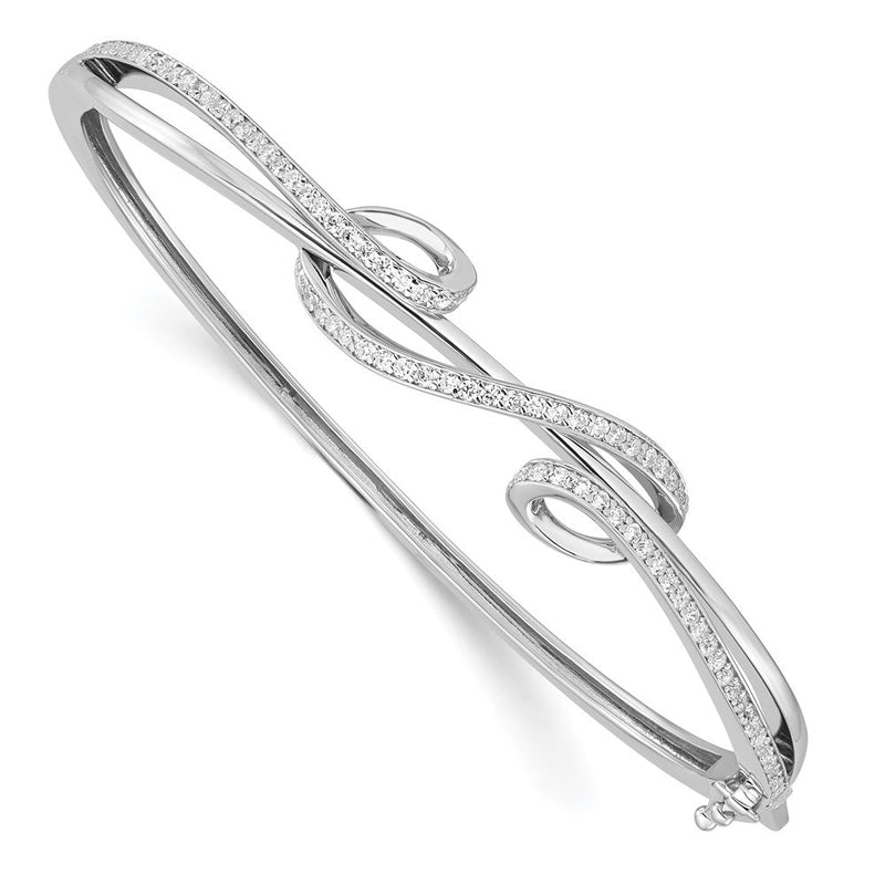 Sterlingsilber Schimmernd Rhodiniert 83 Stein Zirkonia Klappbar Armreif Armband