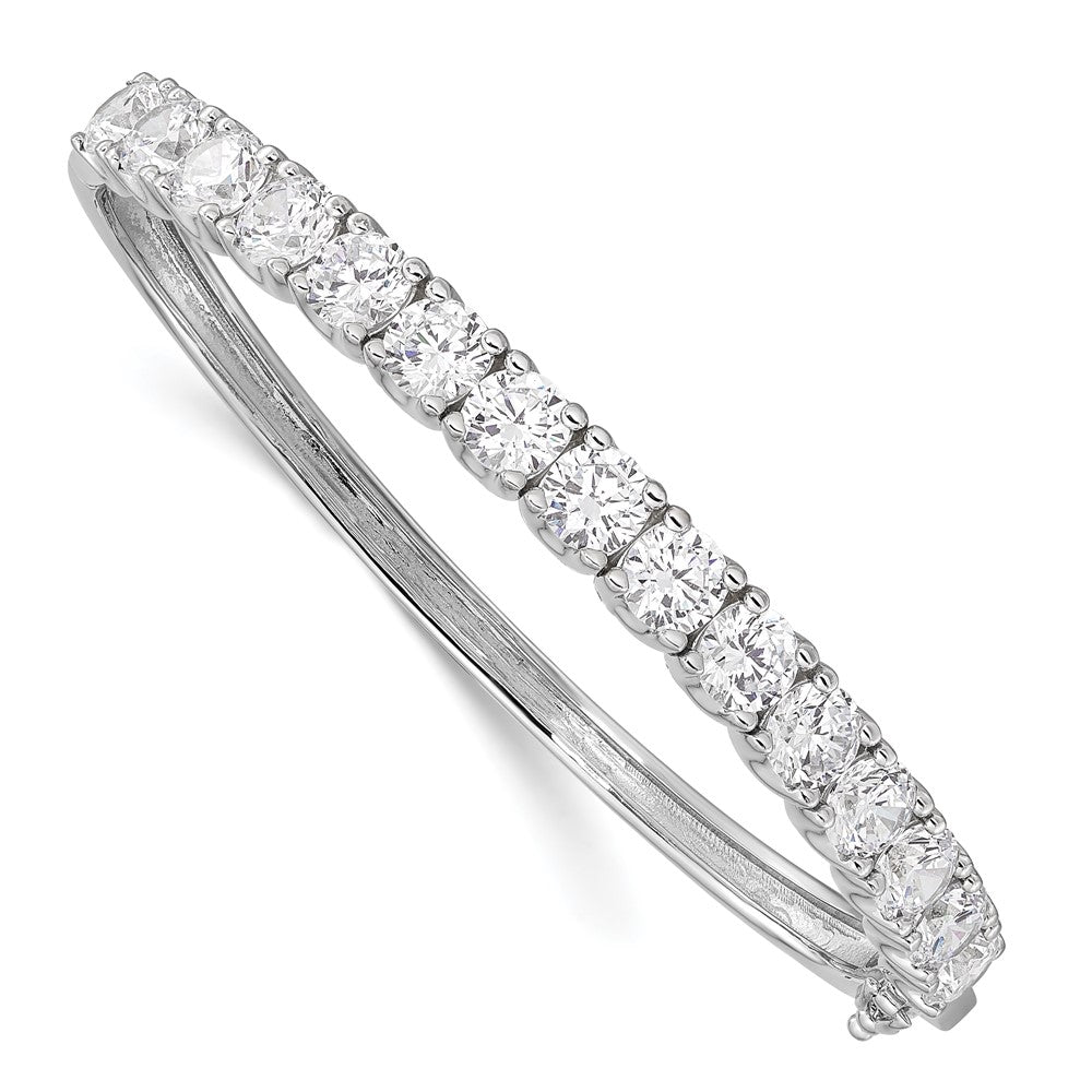 Sterlingsilber Schimmernd Rhodiniert 15 Stein Zirkonia Klappbar Armreif Armband