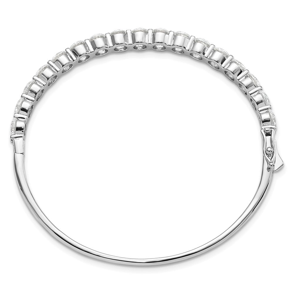 Sterlingsilber Schimmernd Rhodiniert 17 Stein Zirkonia Klappbar Armreif Armband