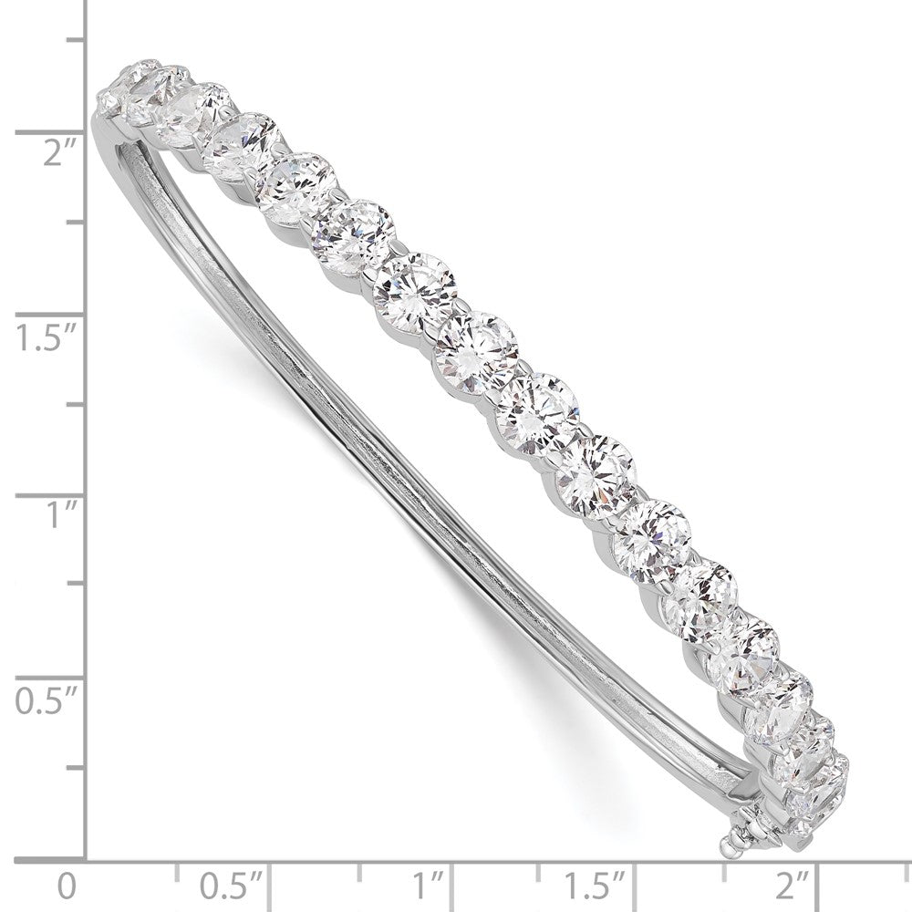 Sterlingsilber Schimmernd Rhodiniert 17 Stein Zirkonia Klappbar Armreif Armband