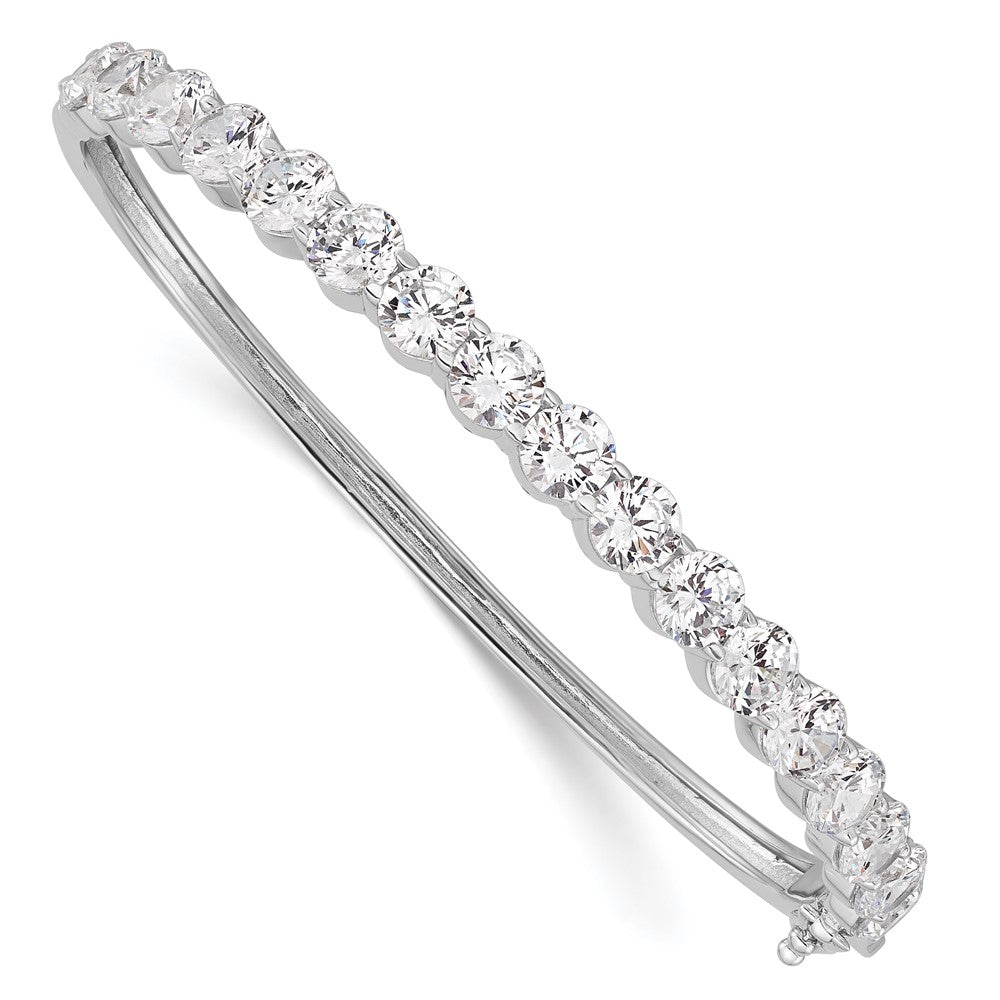 Sterlingsilber Schimmernd Rhodiniert 17 Stein Zirkonia Klappbar Armreif Armband