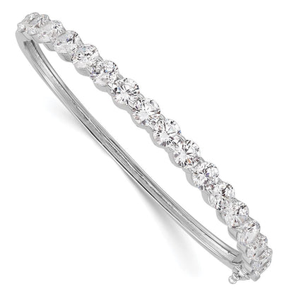 Sterlingsilber Schimmernd Rhodiniert 17 Stein Zirkonia Klappbar Armreif Armband
