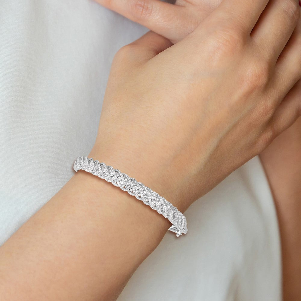 Sterlingsilber Schimmernd Rhodiniert 349 Stein Zirkonia Klappbar Armreif Armband