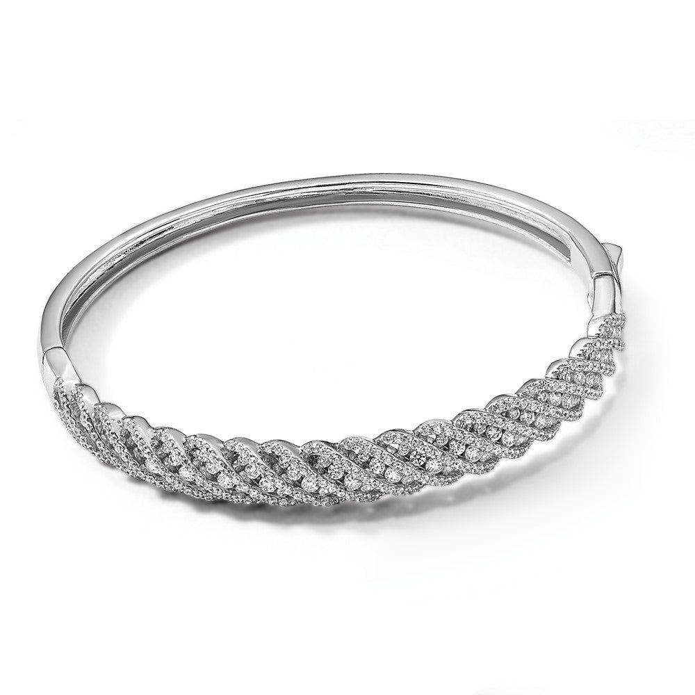 Sterlingsilber Schimmernd Rhodiniert 349 Stein Zirkonia Klappbar Armreif Armband