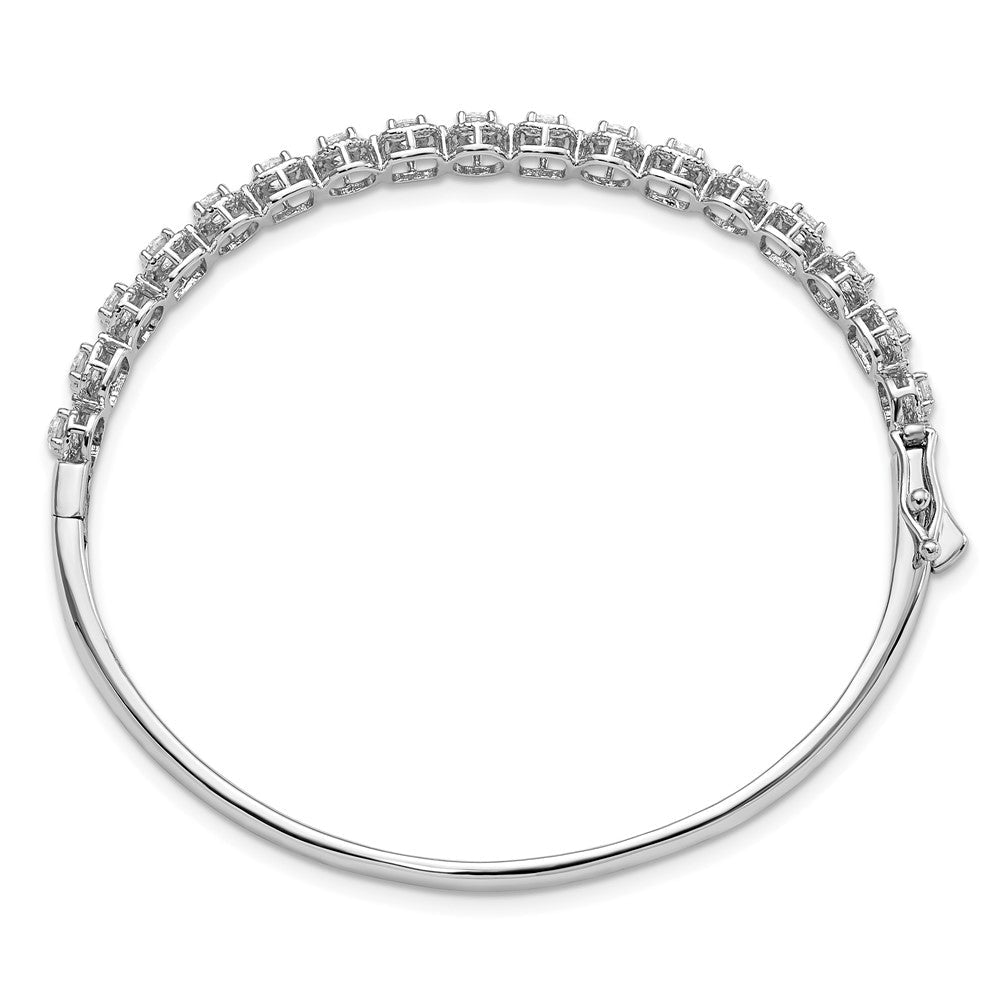 Sterlingsilber Schimmernd Rhodiniert 17 Stein Zirkonia Klappbar Armreif Armband