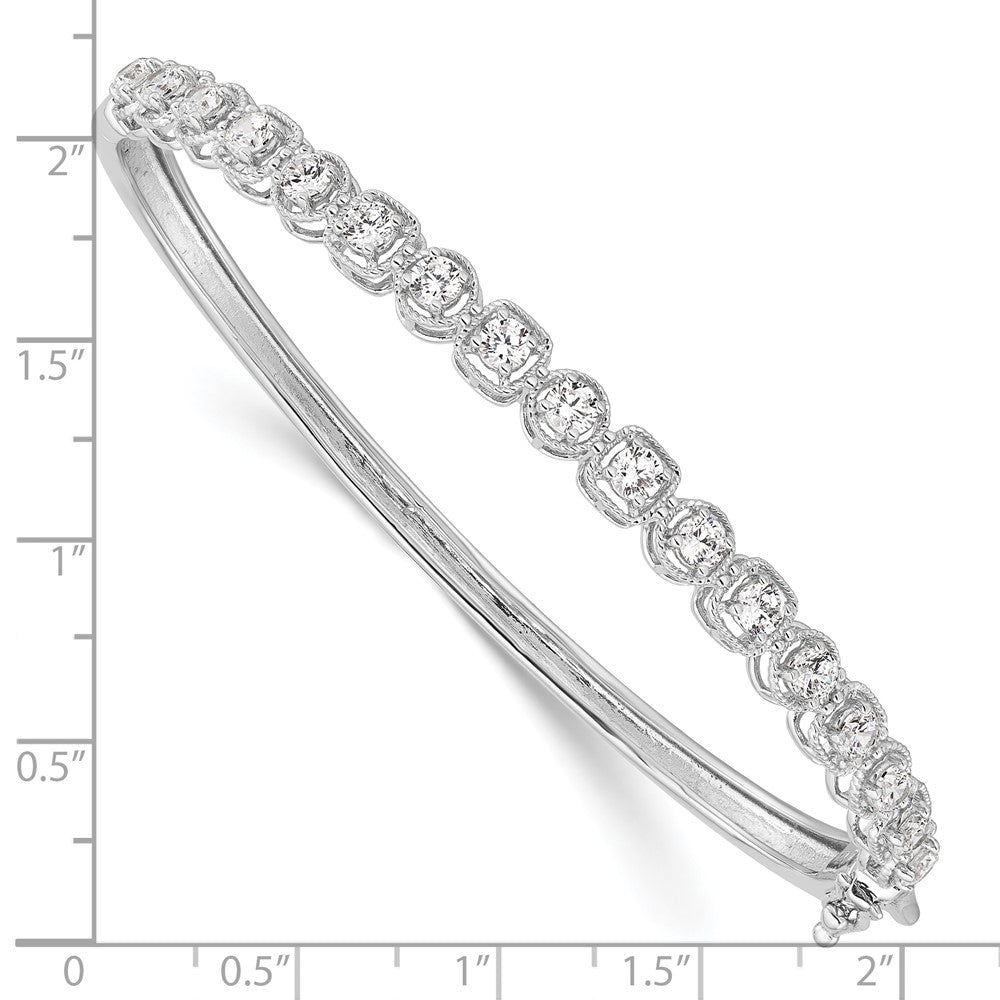 Sterlingsilber Schimmernd Rhodiniert 17 Stein Zirkonia Klappbar Armreif Armband