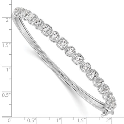 Sterlingsilber Schimmernd Rhodiniert 17 Stein Zirkonia Klappbar Armreif Armband