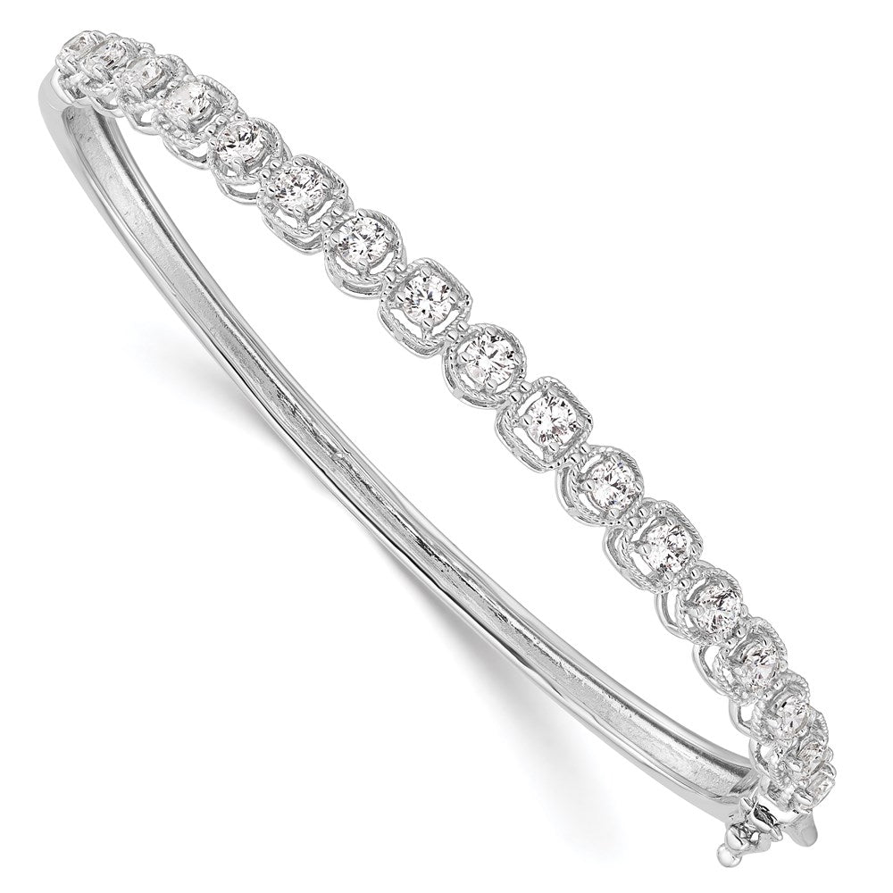 Sterlingsilber Schimmernd Rhodiniert 17 Stein Zirkonia Klappbar Armreif Armband