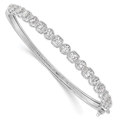 Sterlingsilber Schimmernd Rhodiniert 17 Stein Zirkonia Klappbar Armreif Armband