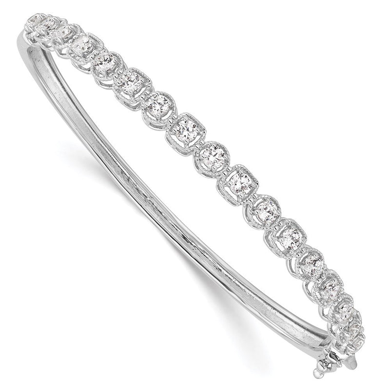 Sterlingsilber Schimmernd Rhodiniert 17 Stein Zirkonia Klappbar Armreif Armband