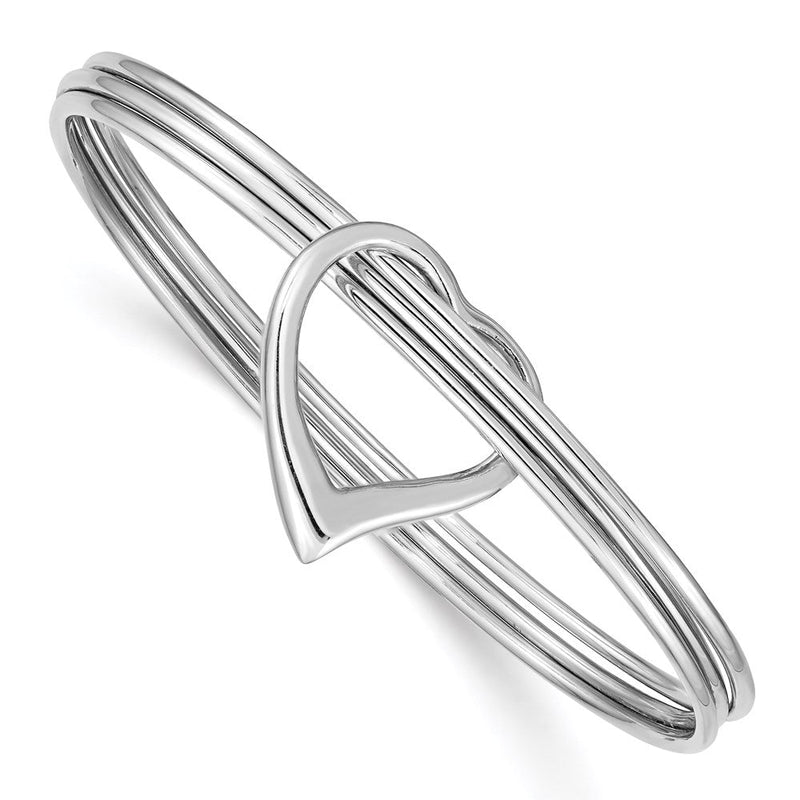 Sterlingsilber Rhodiniert Poliert 3 Stück Herz Schieber auf Armreif