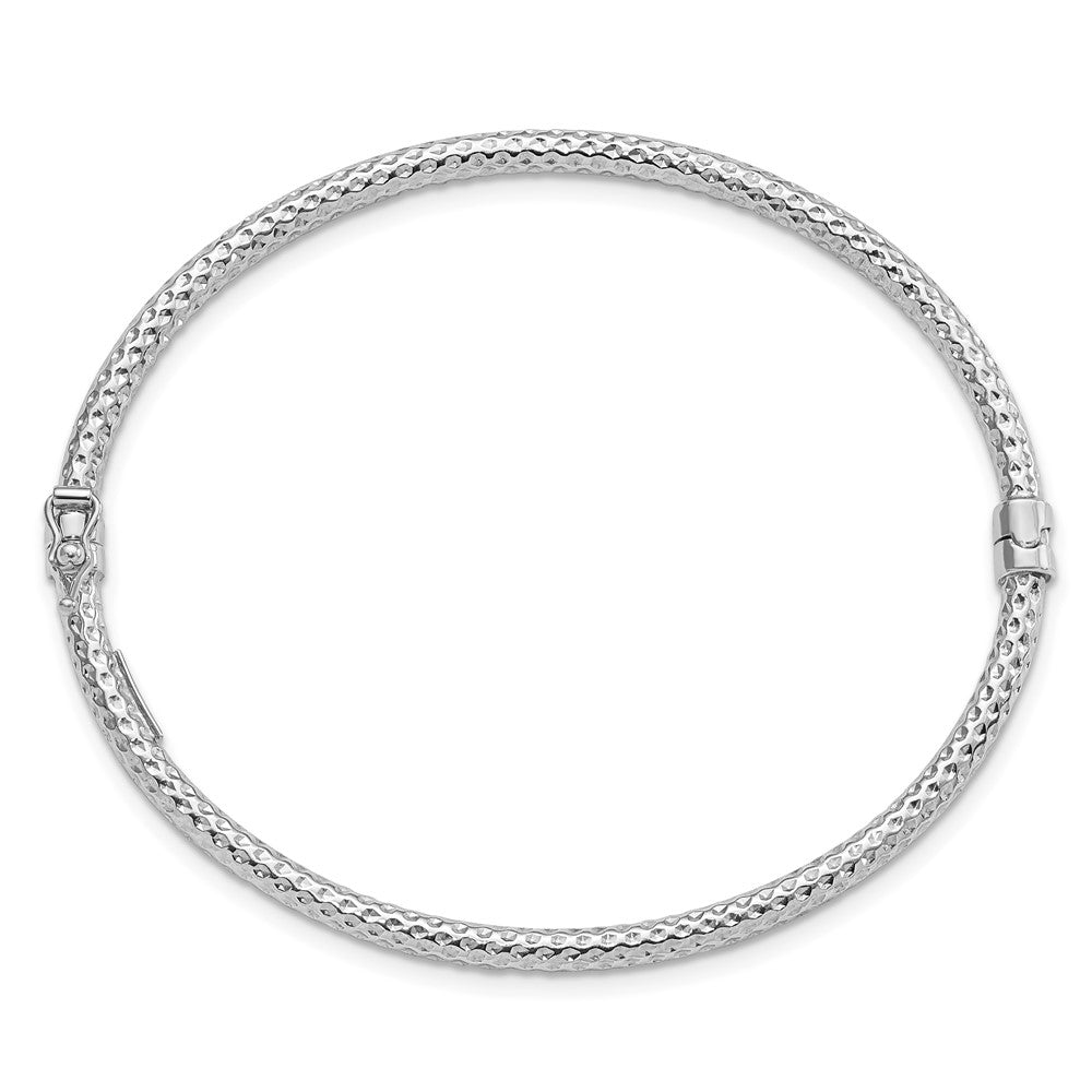 Sterlingsilber Rhodiniert Poliert/textured 3mm Klappbar Armreif