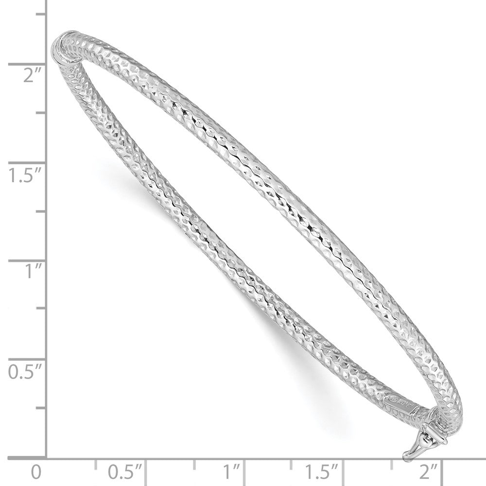 Sterlingsilber Rhodiniert Poliert/textured 3mm Klappbar Armreif