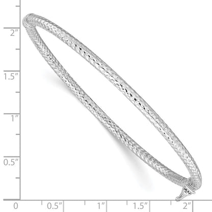 Sterlingsilber Rhodiniert Poliert/textured 3mm Klappbar Armreif