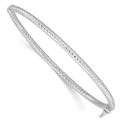 Sterlingsilber Rhodiniert Poliert/textured 3mm Klappbar Armreif