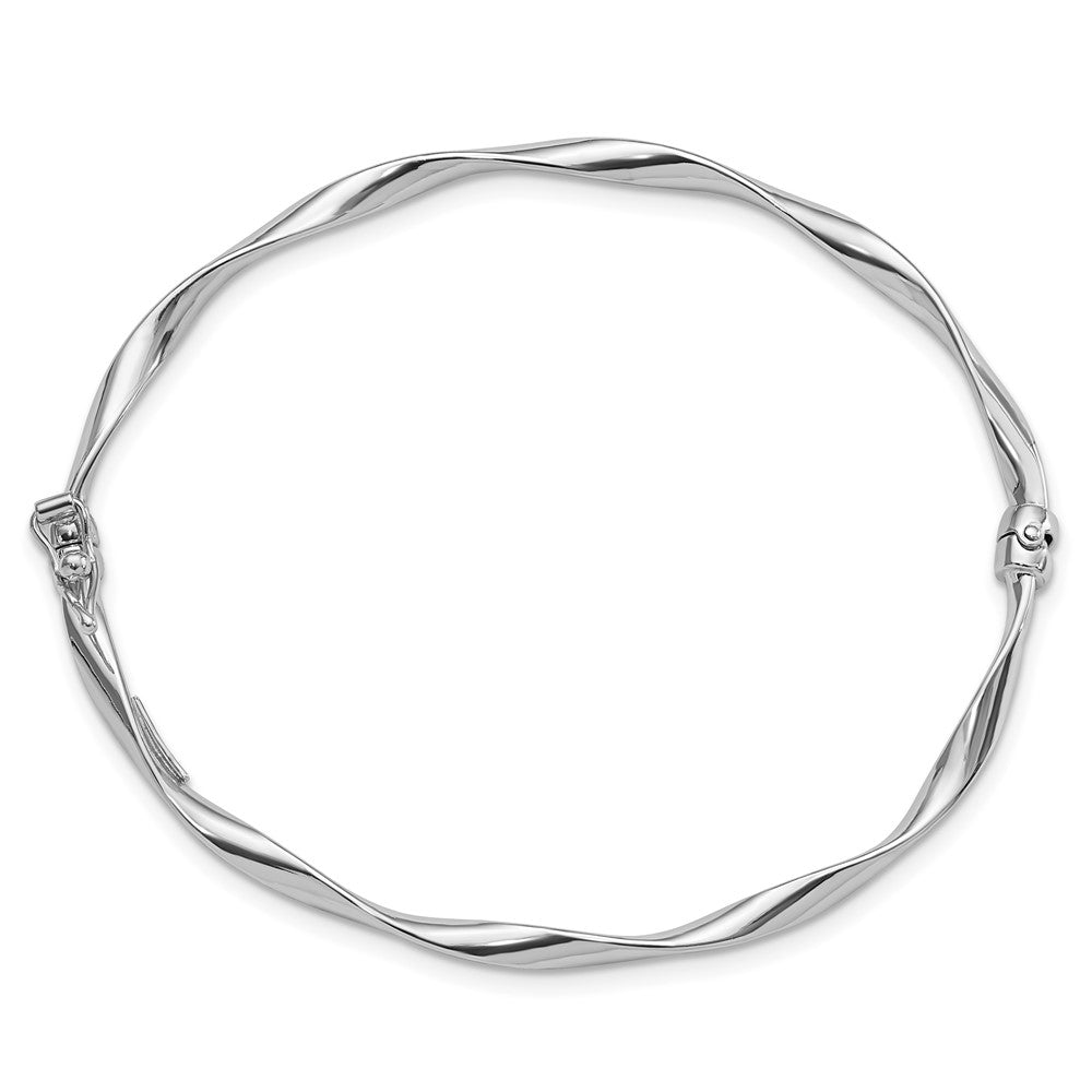 Sterlingsilber Rhodiniert Poliert 3mm Gedreht Klappbar Armreif