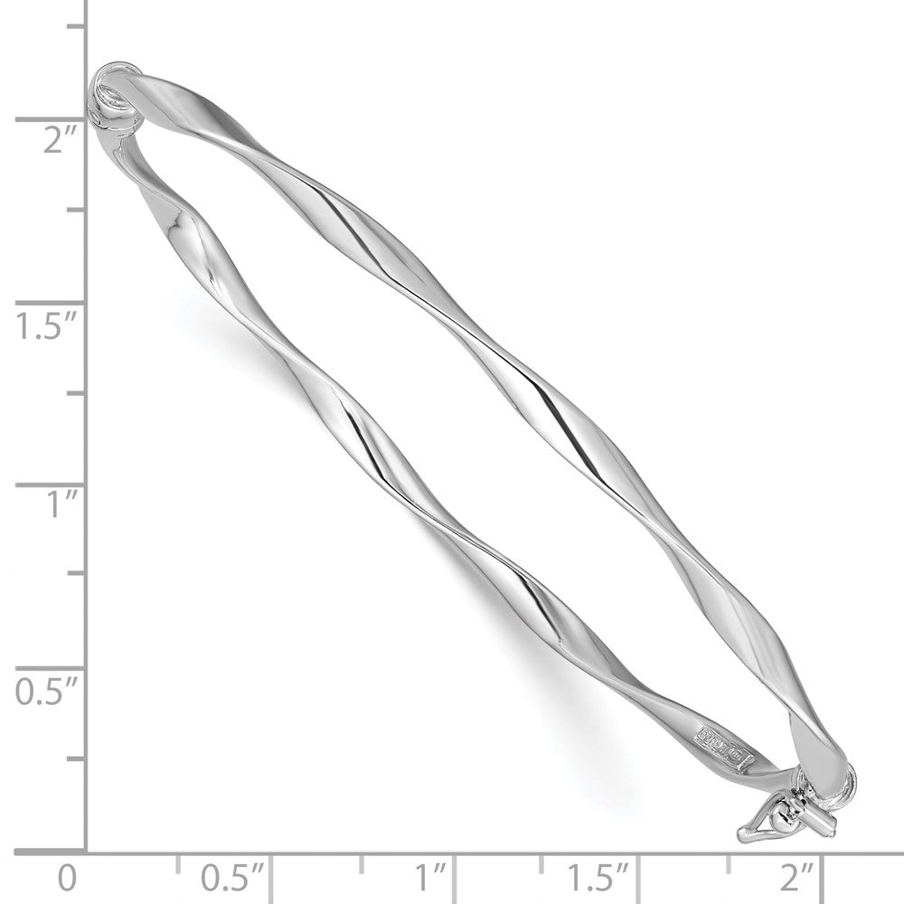 Sterlingsilber Rhodiniert Poliert 3mm Gedreht Klappbar Armreif