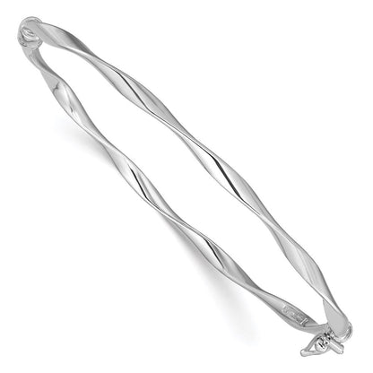 Sterlingsilber Rhodiniert Poliert 3mm Gedreht Klappbar Armreif