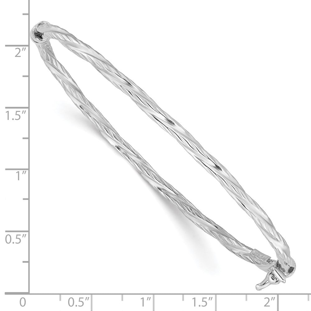 Sterlingsilber Rhod-platd Strukturiert 3mm Gedreht Klappbar Armreif