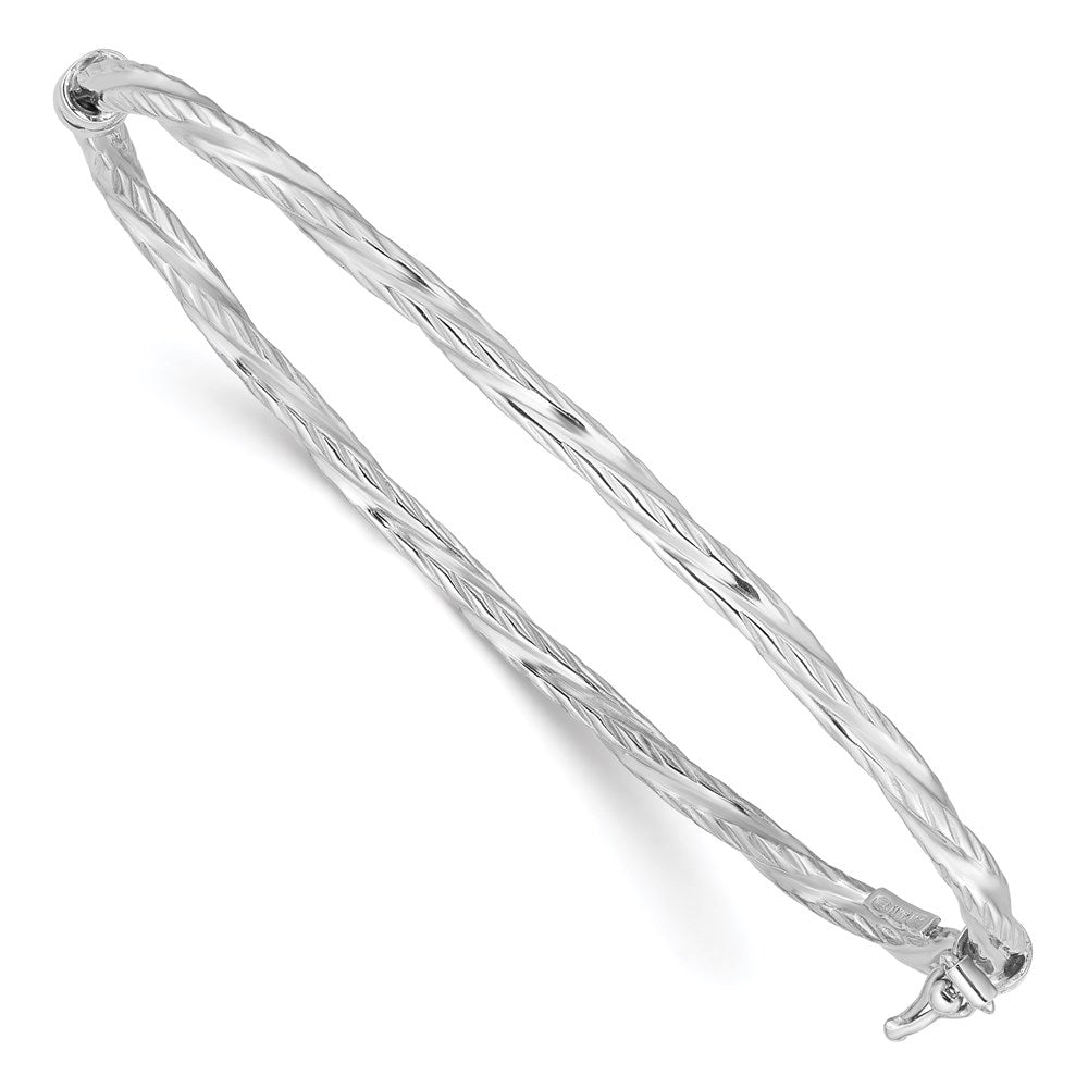 Sterlingsilber Rhod-platd Strukturiert 3mm Gedreht Klappbar Armreif