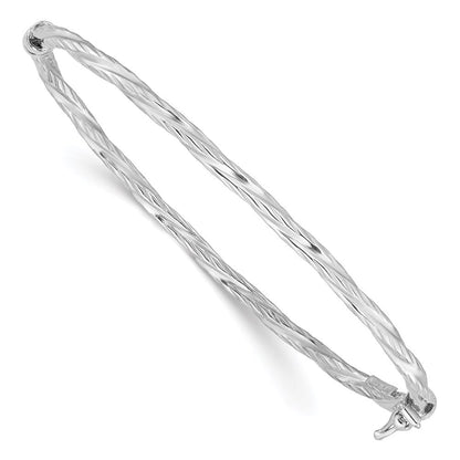 Sterlingsilber Rhod-platd Strukturiert 3mm Gedreht Klappbar Armreif