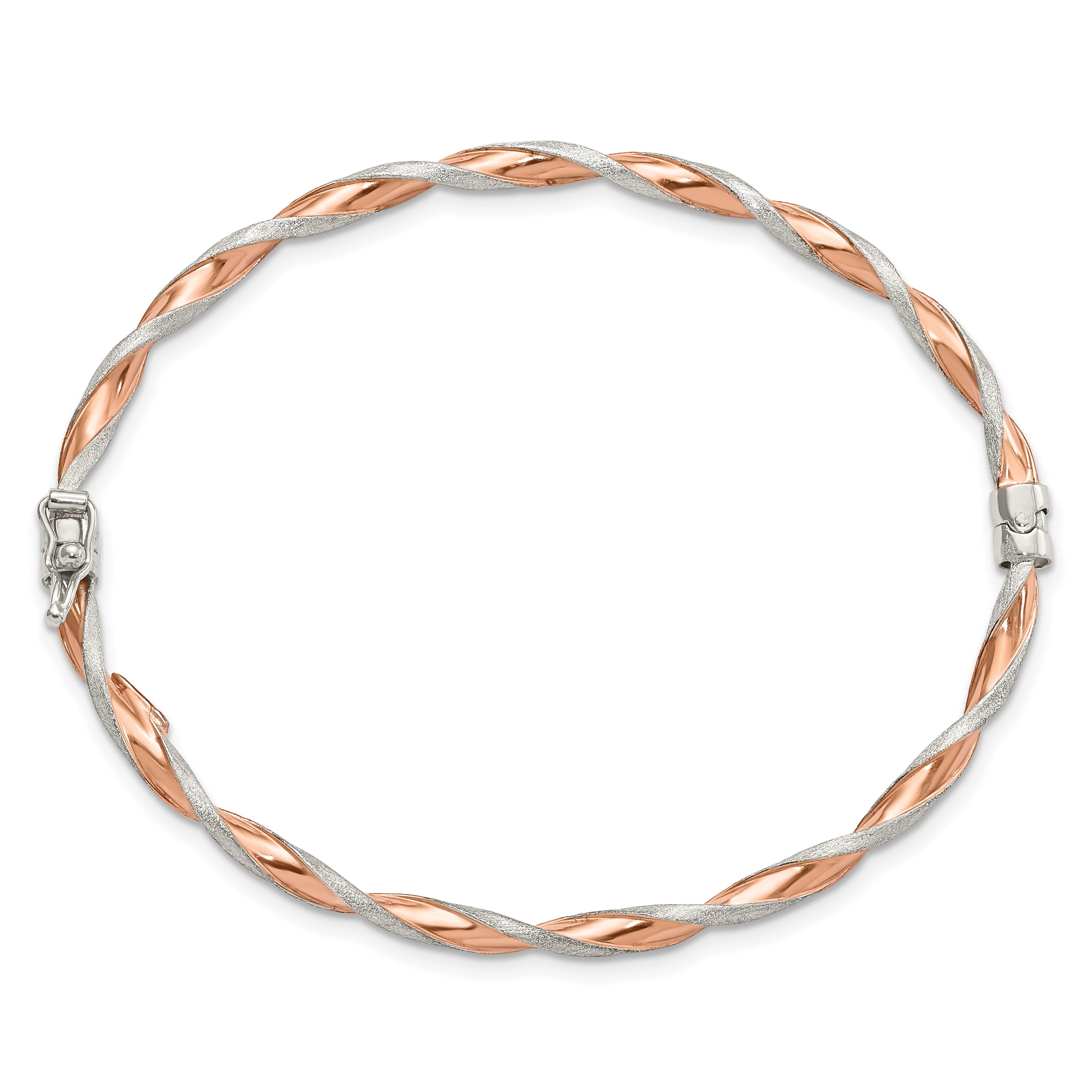 Sterlingsilber Roséfarben Satiniert/polish Gedreht 3mm Klappbar Armreif