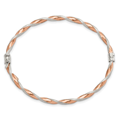 Sterlingsilber Roséfarben Satiniert/polish Gedreht 3mm Klappbar Armreif