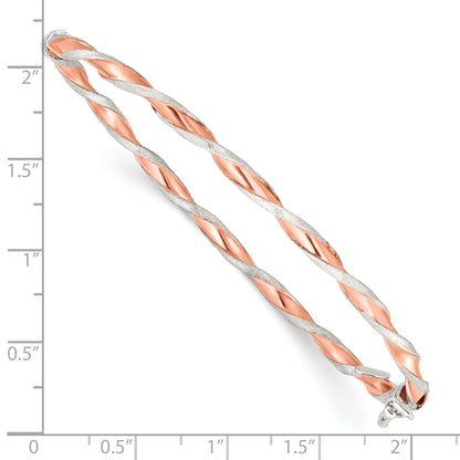 Sterlingsilber Roséfarben Satiniert/polish Gedreht 3mm Klappbar Armreif
