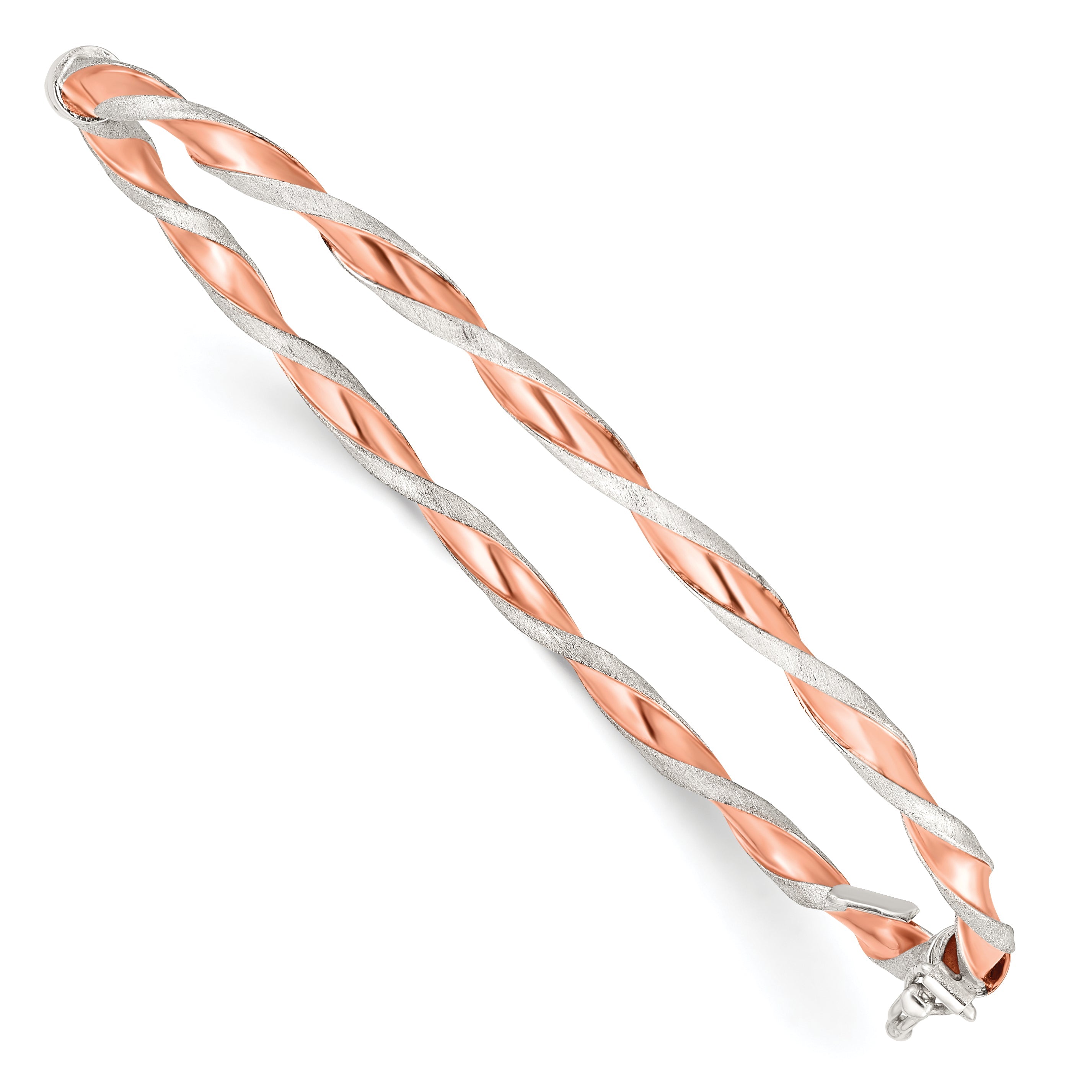 Sterlingsilber Roséfarben Satiniert/polish Gedreht 3mm Klappbar Armreif