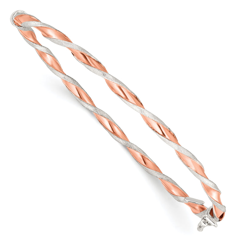 Sterlingsilber Roséfarben Satiniert/polish Gedreht 3mm Klappbar Armreif