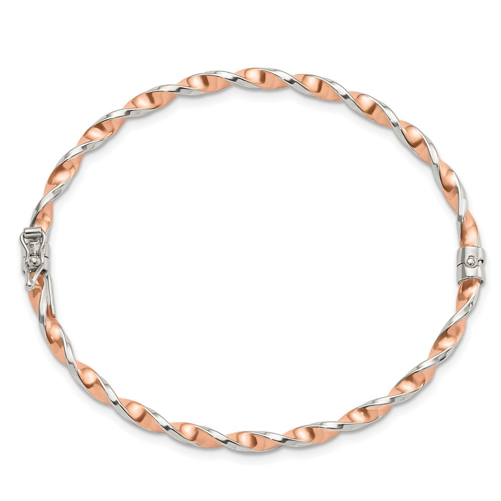 Sterlingsilber Roséfarben Poliert Gedreht 3mm Klappbar Armreif
