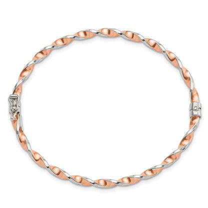 Sterlingsilber Roséfarben Poliert Gedreht 3mm Klappbar Armreif